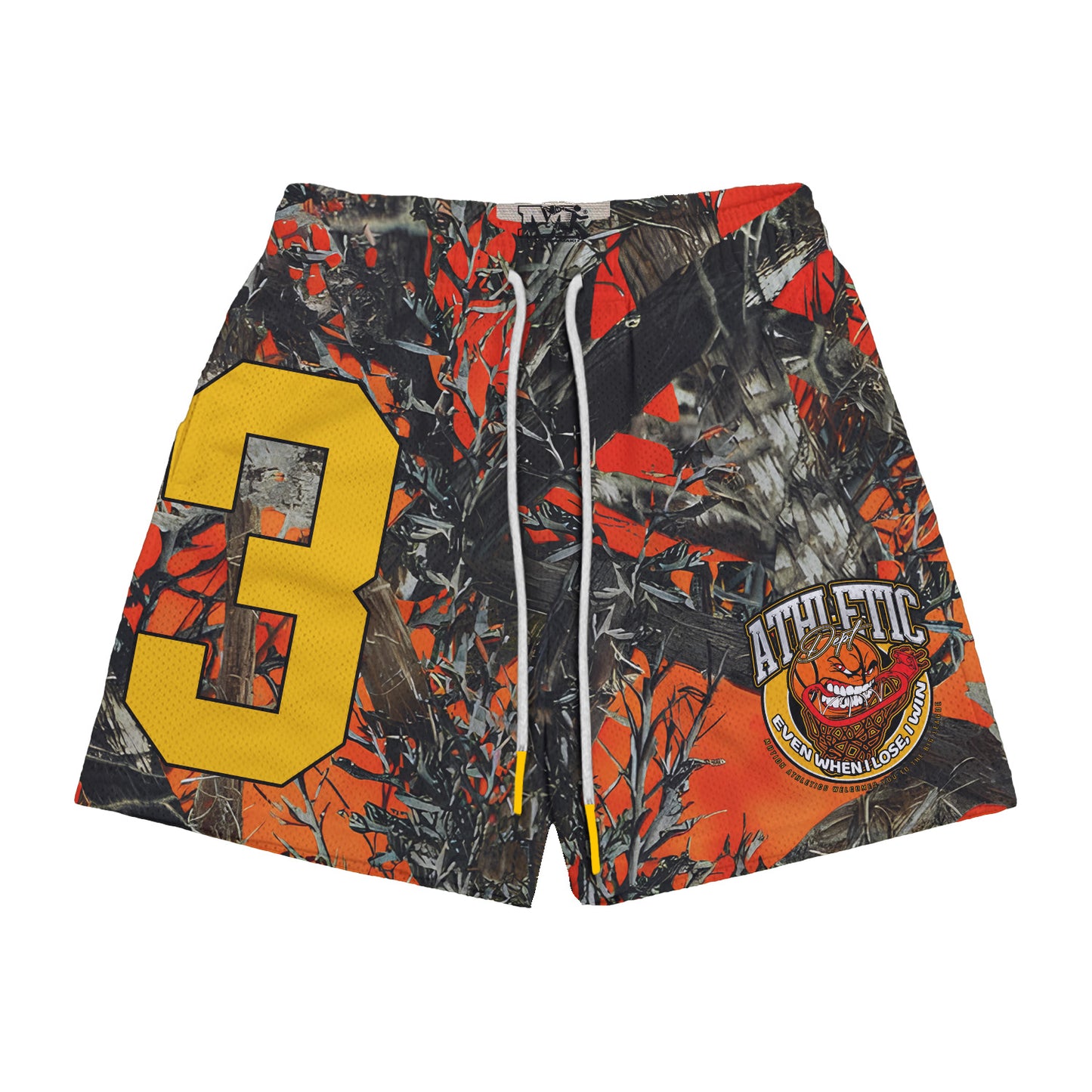 Orange Camo Motion Athletics Varsity Mesh Shorts