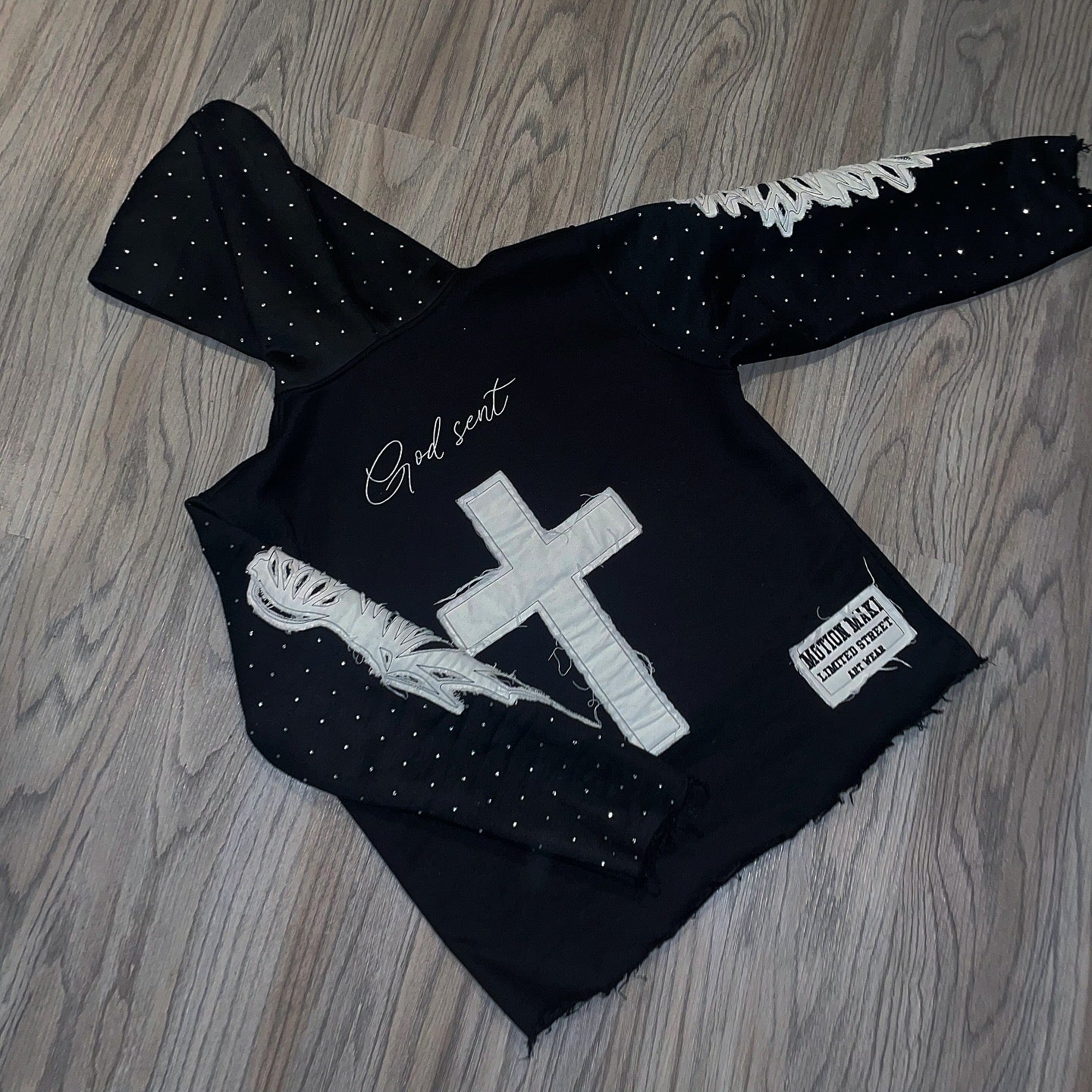 “GOD’S CHILD”  RHINESTONE HOODIE