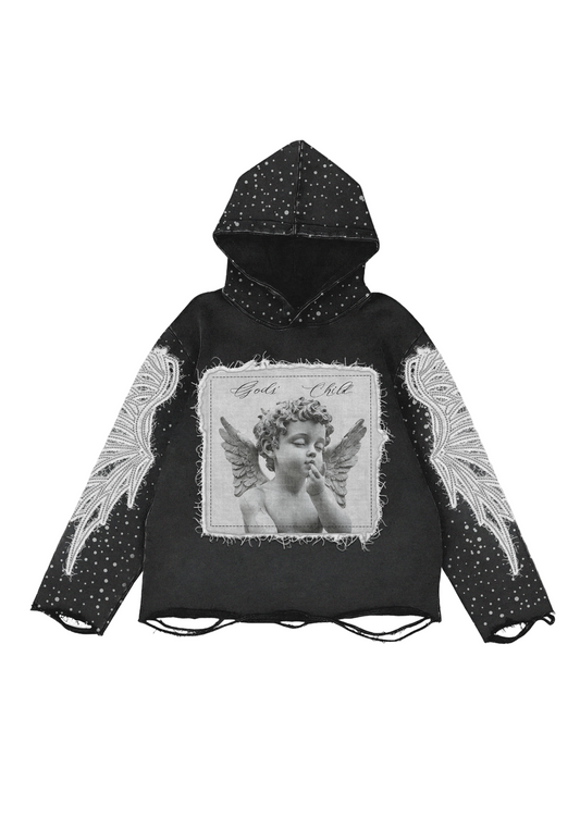“GOD’S CHILD”  RHINESTONE HOODIE